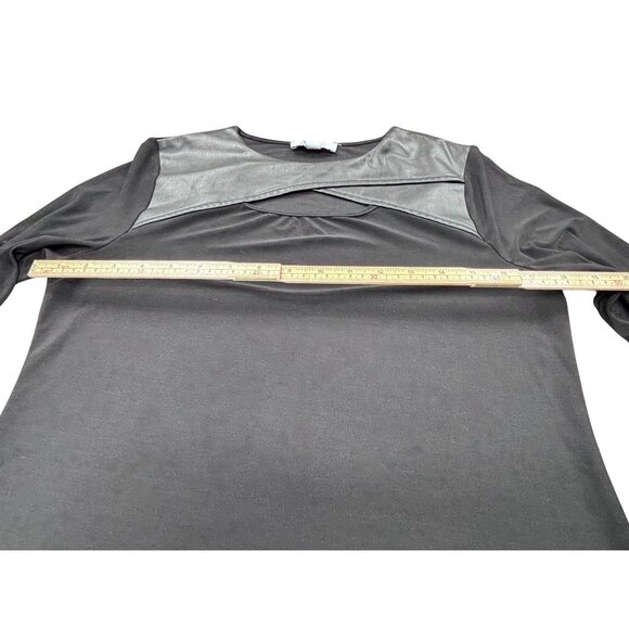 Nine West Black Long Sleeve Top With Faux Leather Detail - Picture 10 of 14